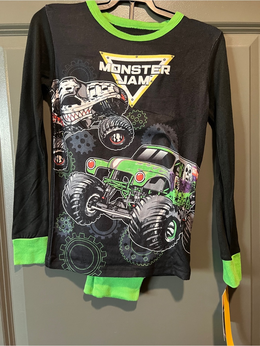Kids' Black & Green Long Sleeve and Pant PJ Set Size 10